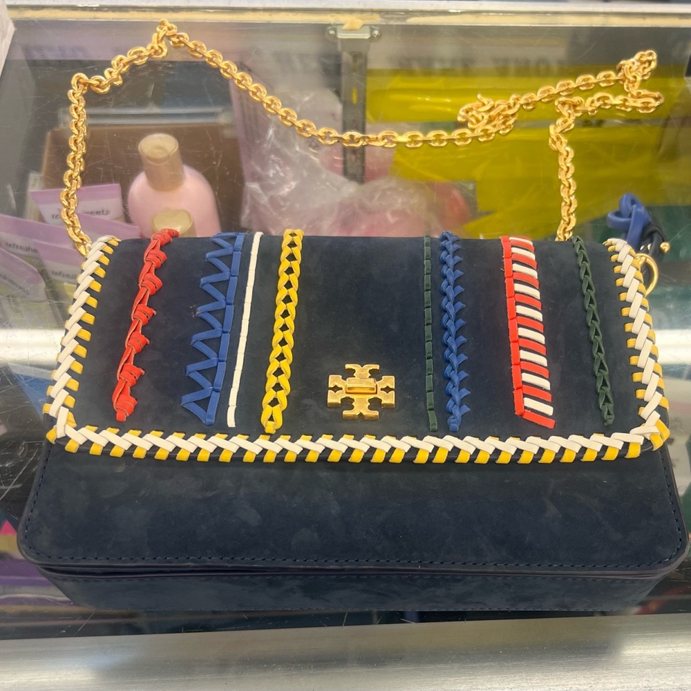 Tori Burch rare “Kira” whipstitch crossbody bag